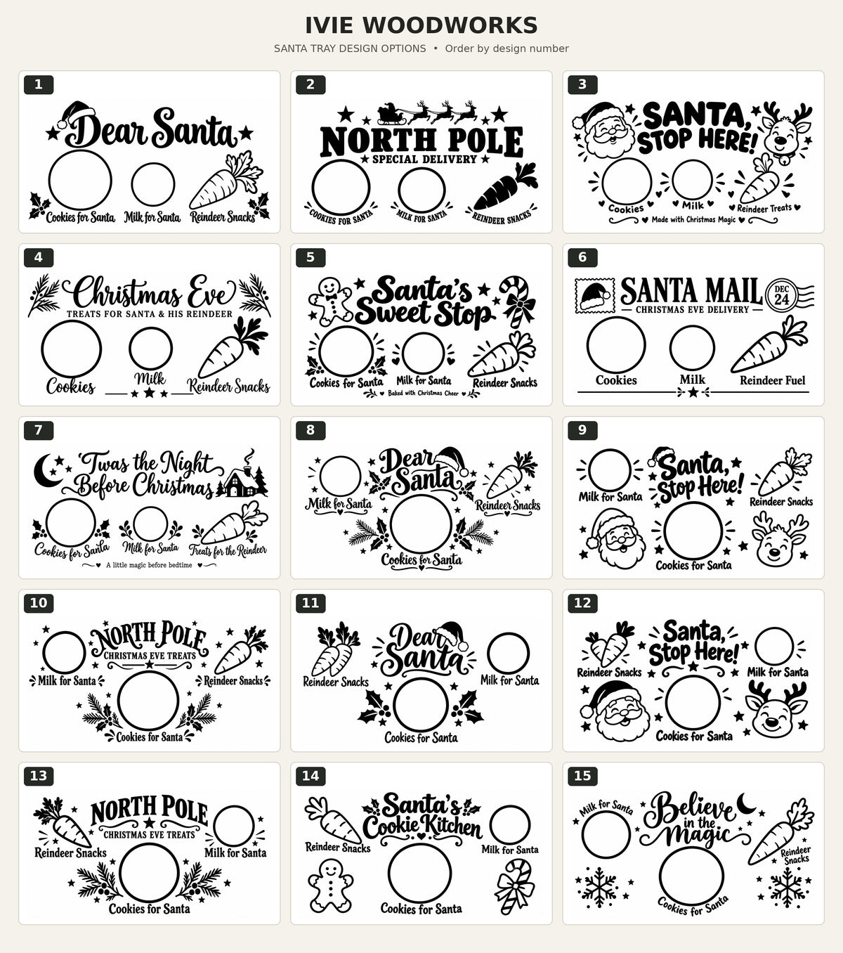 Santa Cookie Tray with Handles, Handmade – Choose Your Christmas Design