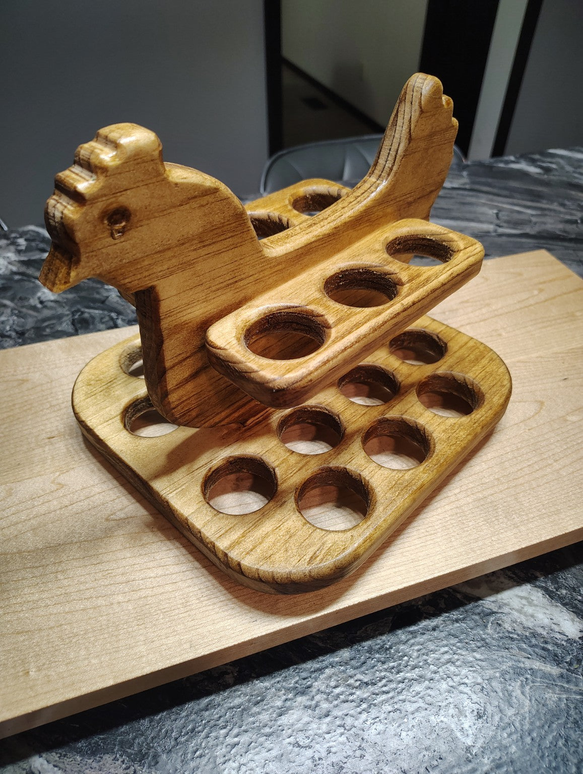 Handmade Wooden Chicken Egg Holder – 20 Egg Farmhouse Countertop Organizer