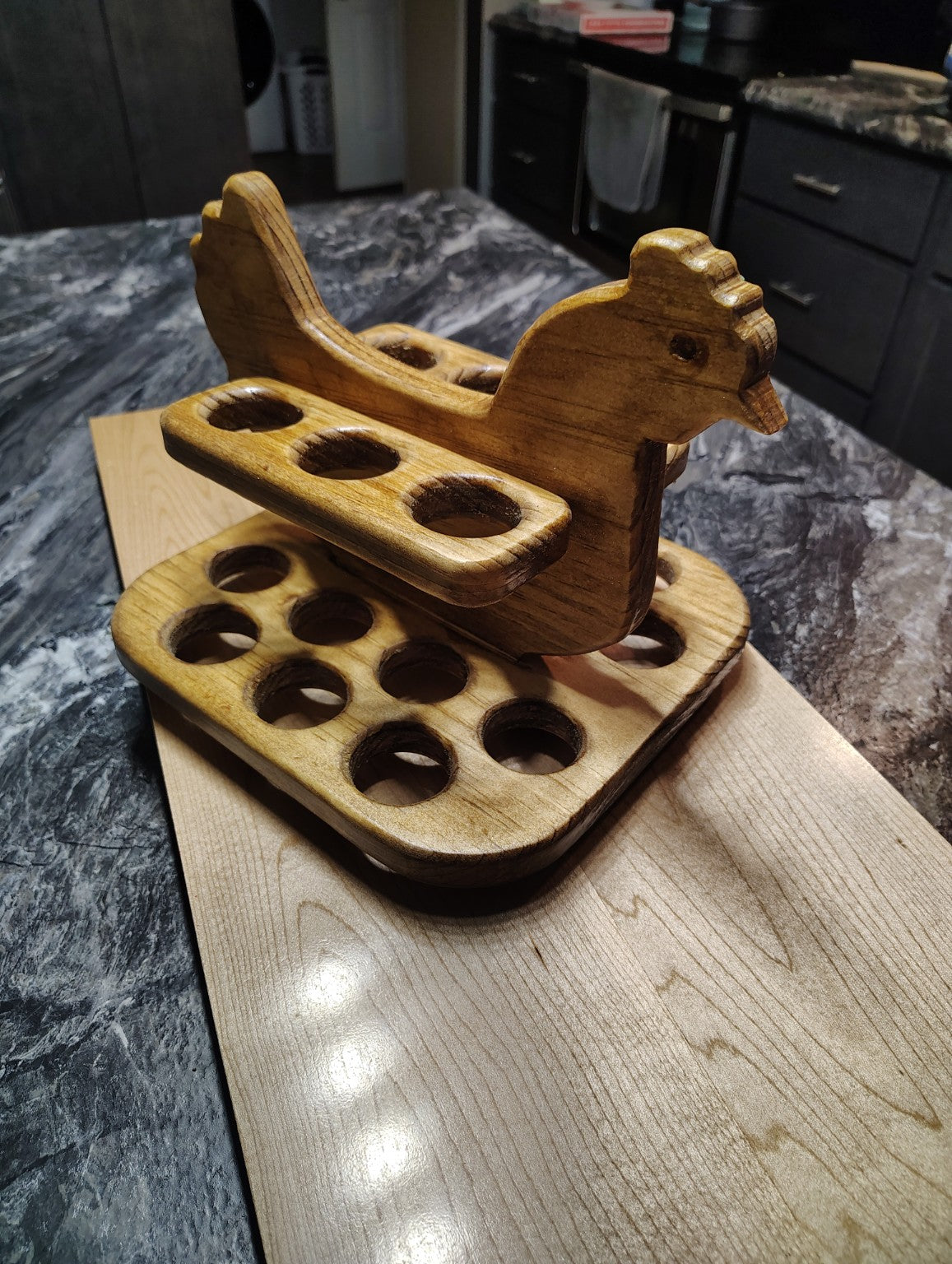 Handmade Wooden Chicken Egg Holder – 20 Egg Farmhouse Countertop Organizer