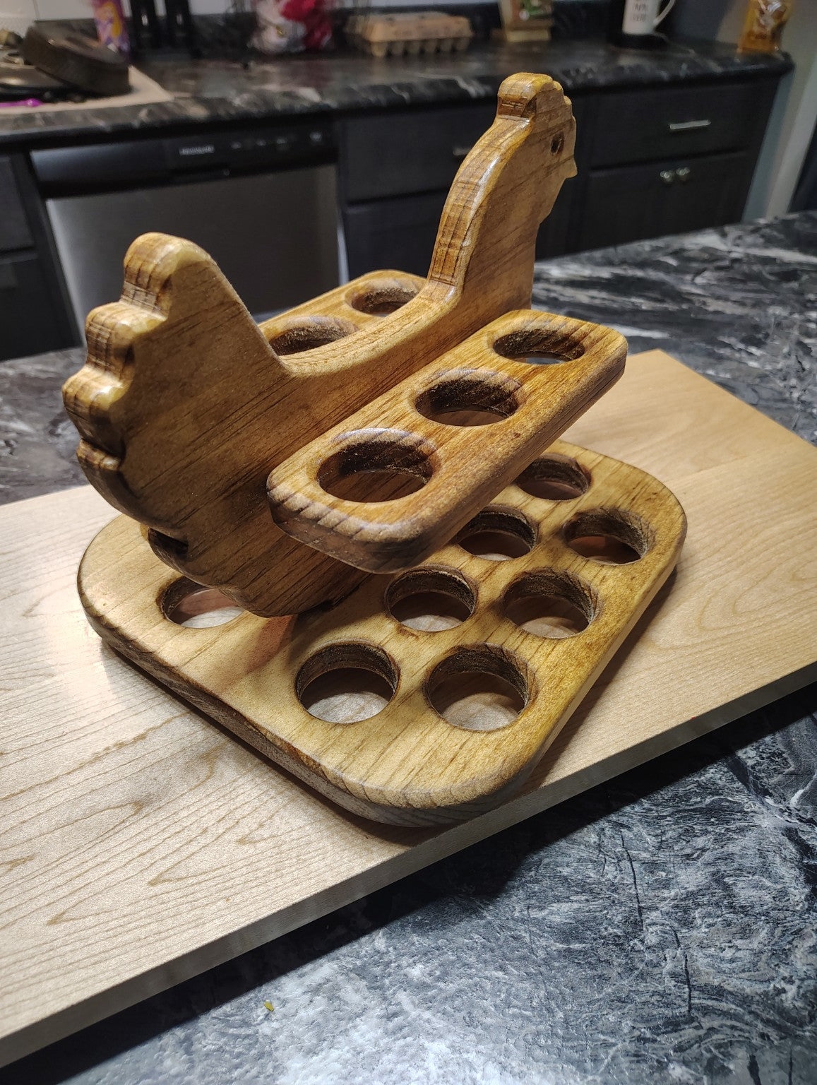 Handmade Wooden Chicken Egg Holder – 20 Egg Farmhouse Countertop Organizer