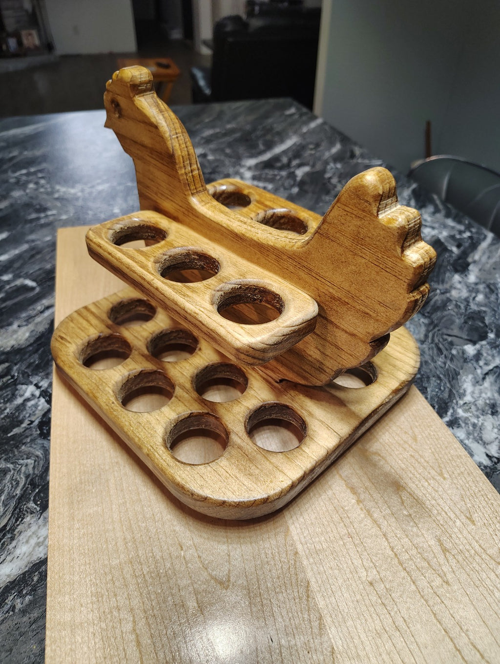 Handmade Wooden Chicken Egg Holder – 20 Egg Farmhouse Countertop Organizer