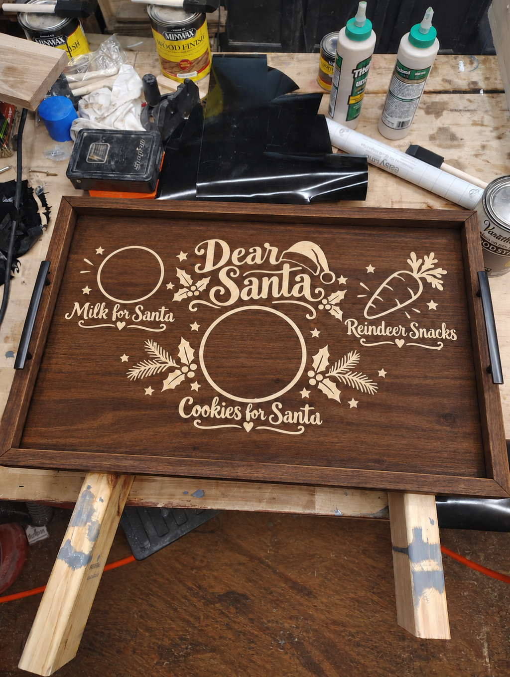 Santa Cookie Tray with Handles, Handmade – Choose Your Christmas Design