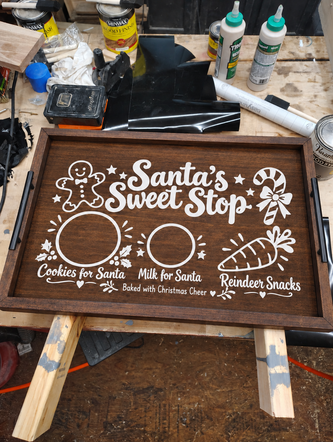 Santa Cookie Tray with Handles, Handmade – Choose Your Christmas Design