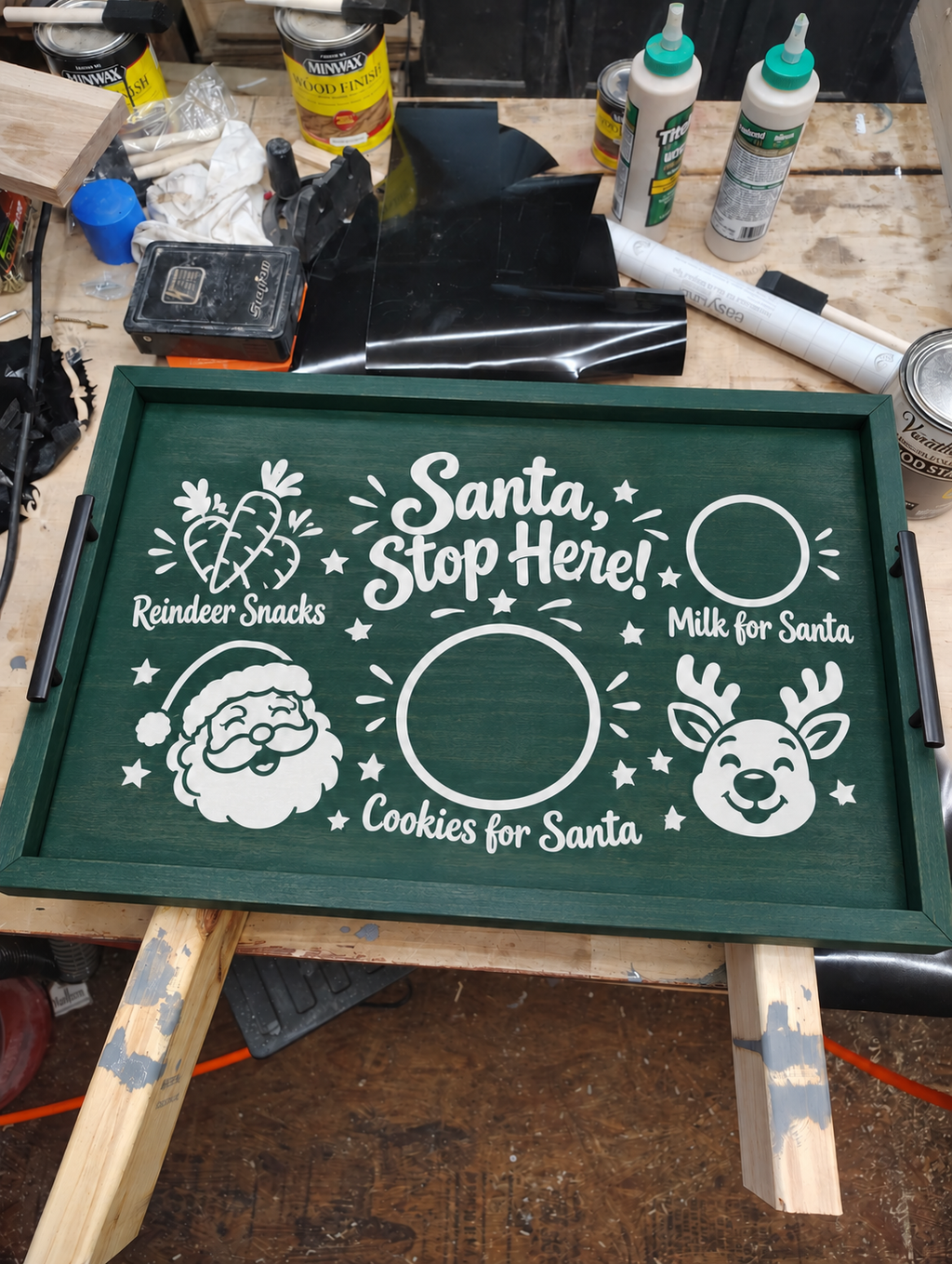 Santa Cookie Tray with Handles, Handmade – Choose Your Christmas Design
