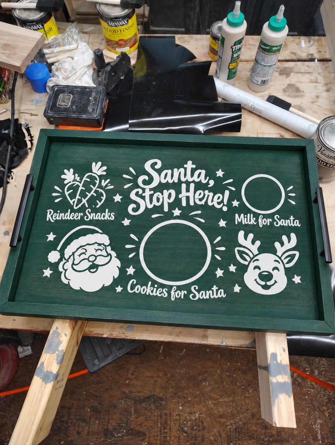 Santa Cookie Tray with Handles, Handmade – Choose Your Christmas Design