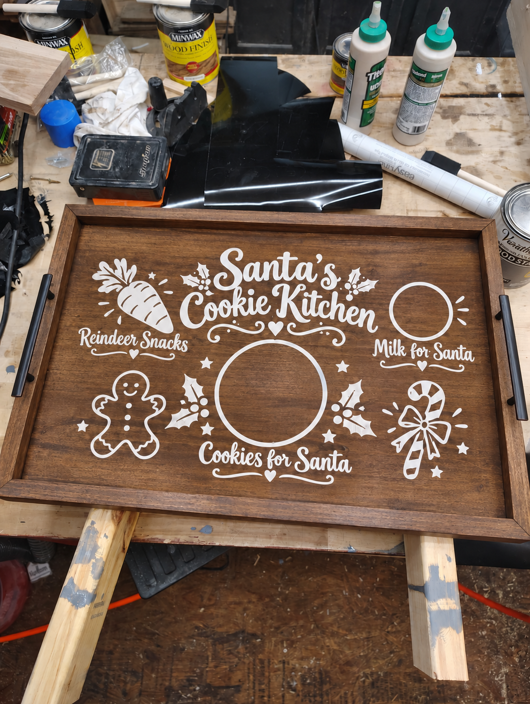 Santa Cookie Tray with Handles, Handmade – Choose Your Christmas Design